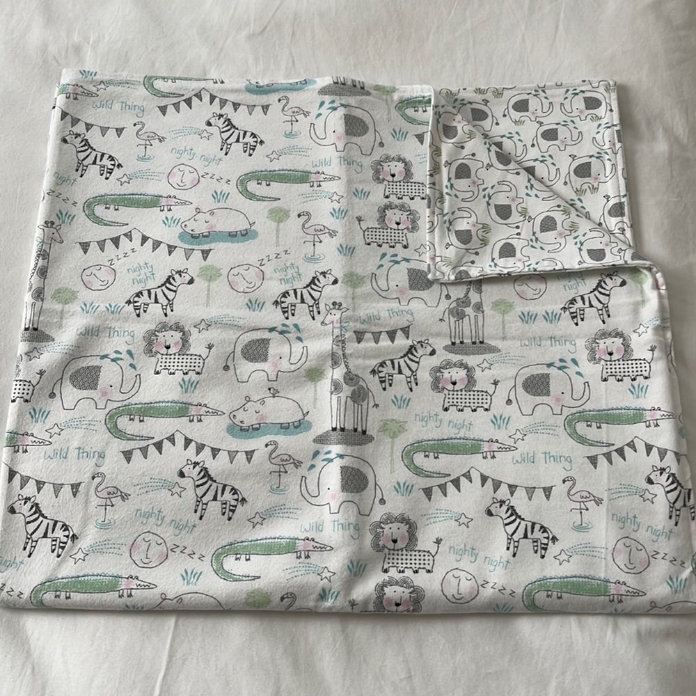 Elephant safari baby flannel receiving blanket